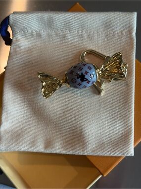 Designer Gold-Tone Candy Charm Keychain